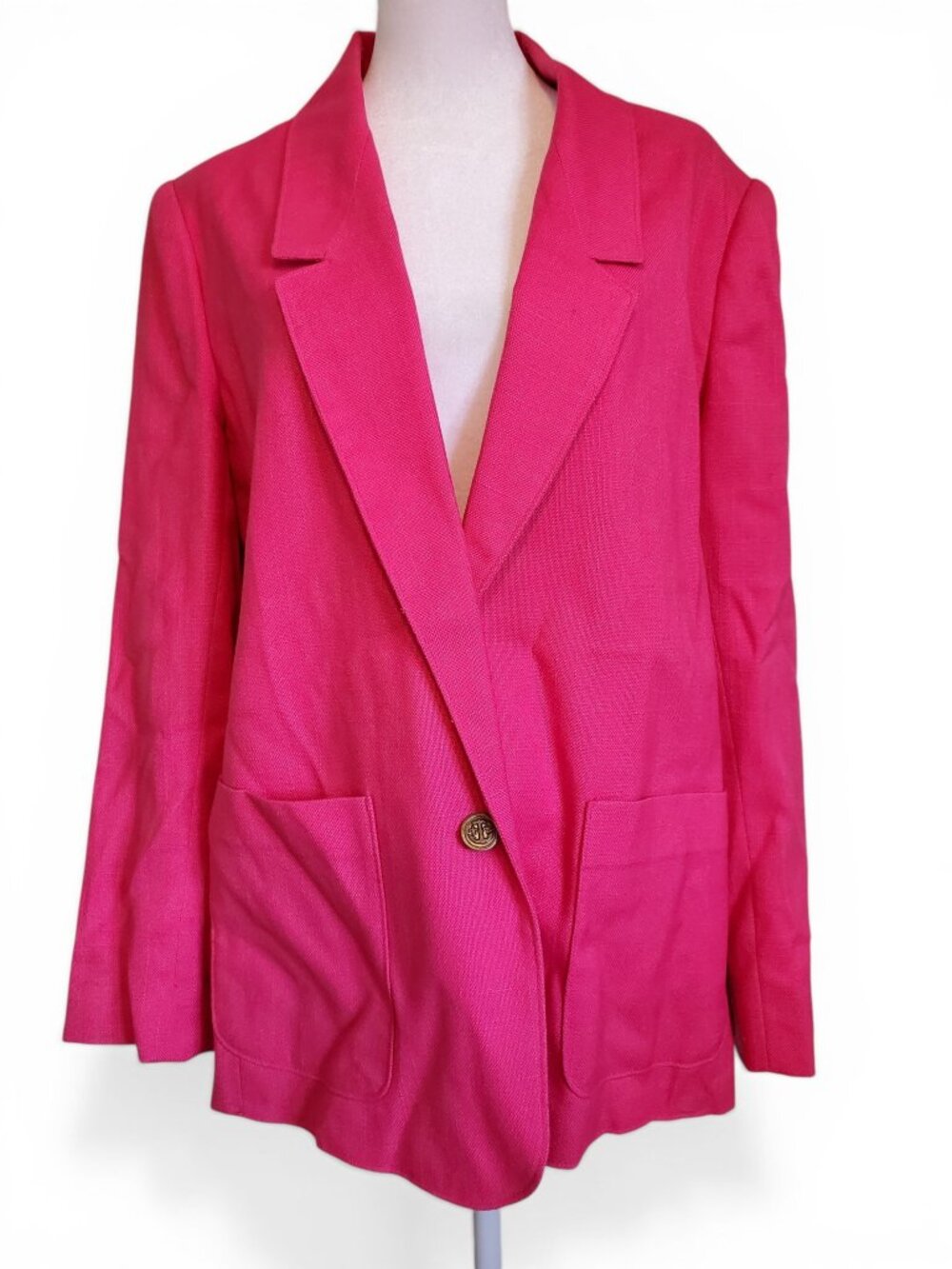 Vintage 80s 90s Bubblegum Pink Blazer Jacket Bright Colorful Maximalist